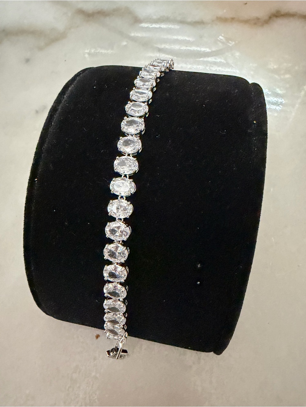Silver tone Crystal Tennis Bracelet - Women Jewelry
